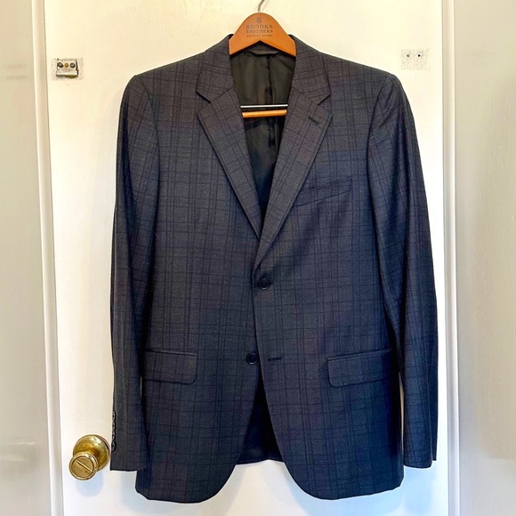 Men's Calvin Klein Collection Wool Dark Plaid Blazer size 38 - Picture 1 of 7